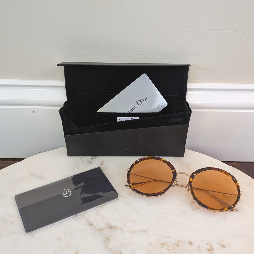 Christian Dior Hypnotic 1 Round Tortoise Shell Sunglasses Brown Lenses Y67JW - Picture 2 of 15